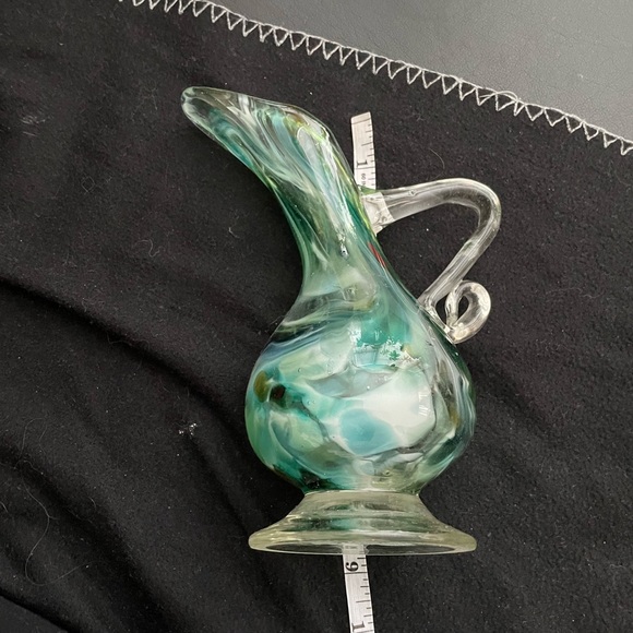 Vintage Murano Blow Art Glass Pitcher oil vase Dressing ware Decor Aqua mint - Picture 5 of 11